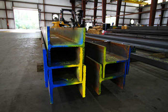 Steel beams stored for export orders